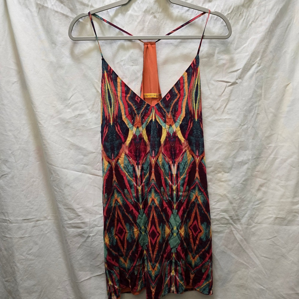 Alice + Olivia‎ Silk Mini Dress Sleeveless Abstract Print Party Large Shift